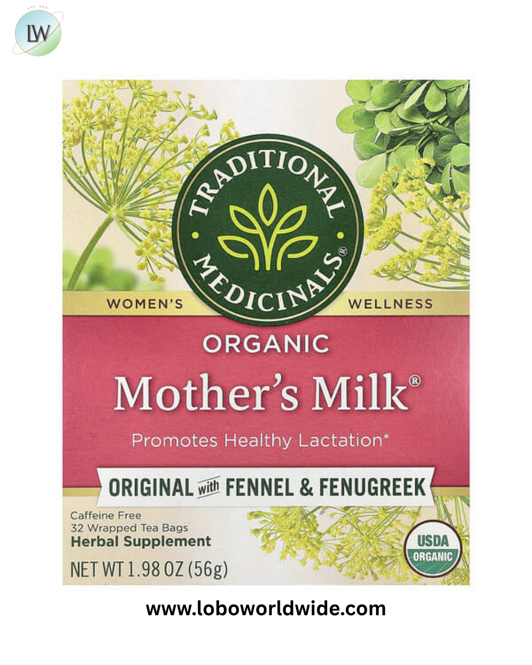 Traditional Medicinals, Organic Mother's Milk®, Original with Fennel & Fenugreek, Caffeine Free, Wrapped Tea Bags