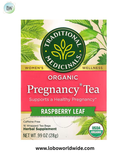 Traditional Medicinals, Organic Pregnancy® Tea, Raspberry Leaf, Caffeine Free, 16 Wrapped Tea Bags, 0.99 oz (28 g)