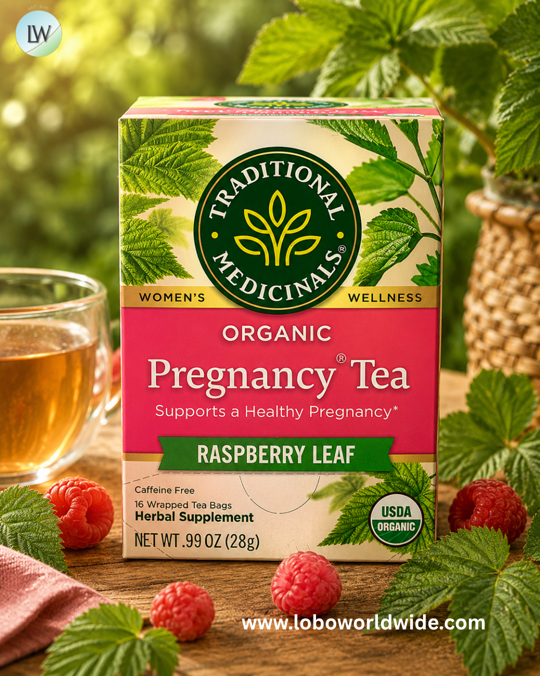 Traditional Medicinals, Organic Pregnancy® Tea, Raspberry Leaf, Caffeine Free, 16 Wrapped Tea Bags, 0.99 oz (28 g)