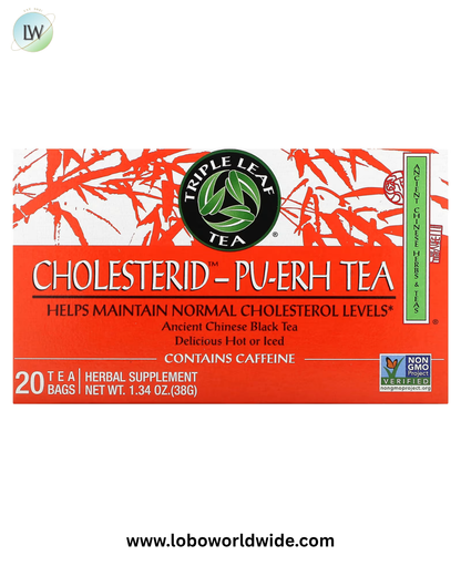 Triple Leaf Tea, Cholesterid™-Pu-Erh Tea, 20 Tea Bags, 1.34 oz (38 g)