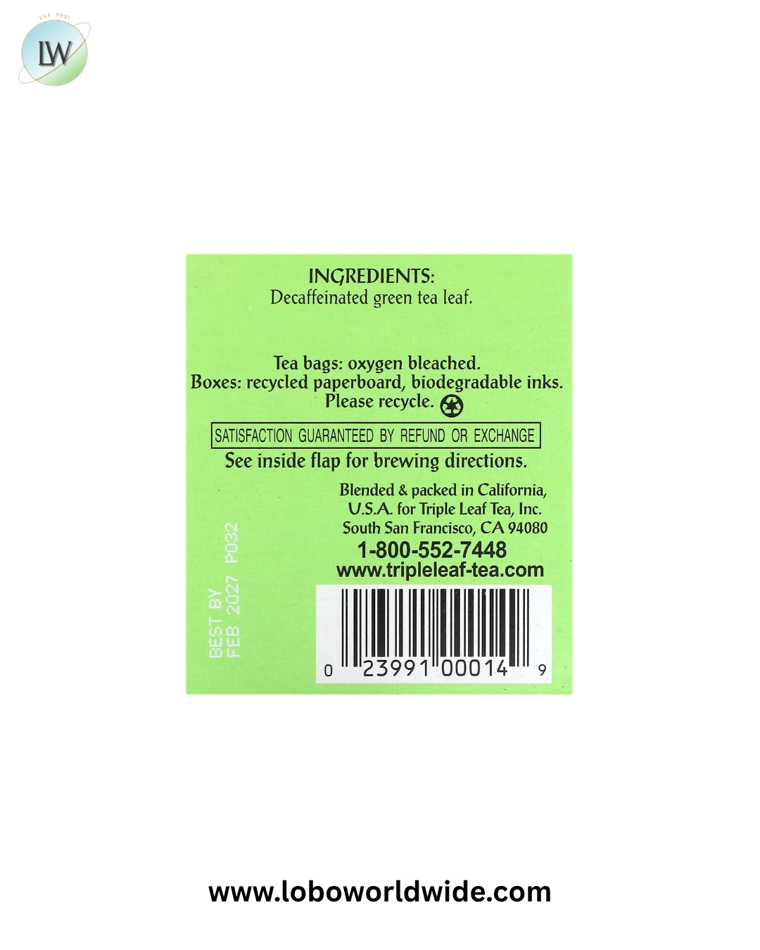 Triple Leaf Tea, 20 Tea Bags, 1.34 oz (38 g)
