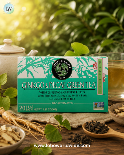 Triple Leaf Tea, Ginkgo & Decaf Green Tea, 20 Tea Bags, 1.27 oz (36 g)