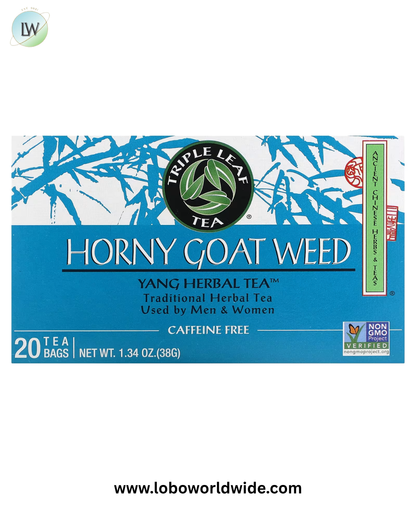 Triple Leaf Tea, Horny Goat Weed, Caffeine Free, 20 Tea Bags, 1.34 oz (38 g)