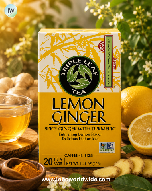 Triple Leaf Tea, Lemon Ginger, Caffeine Free, 20 Tea Bags, 1.41 oz (40 g)