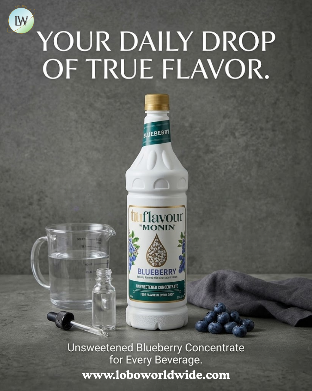 Monin TruFlavour Unsweetened Flavor Concentrate, 1 L (Various Flavours)