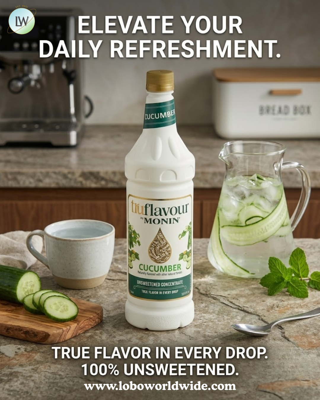 Monin TruFlavour Unsweetened Flavor Concentrate, 1 L (Various Flavours)
