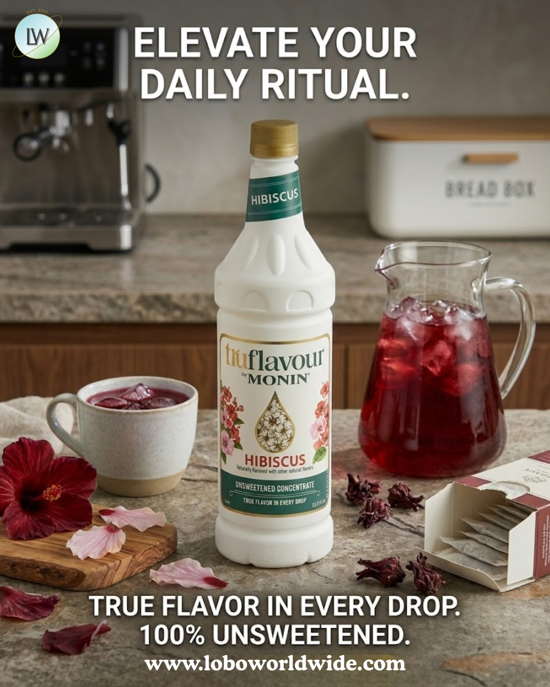 Monin TruFlavour Unsweetened Flavor Concentrate, 1 L (Various Flavours)