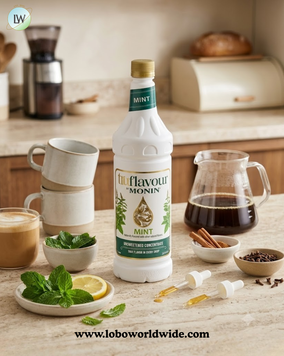 Monin TruFlavour Unsweetened Flavor Concentrate, 1 L (Various Flavours)