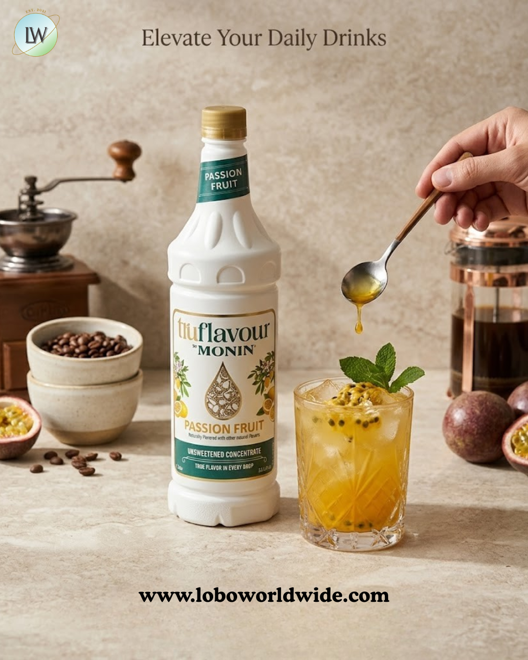 Monin TruFlavour Unsweetened Flavor Concentrate, 1 L (Various Flavours)