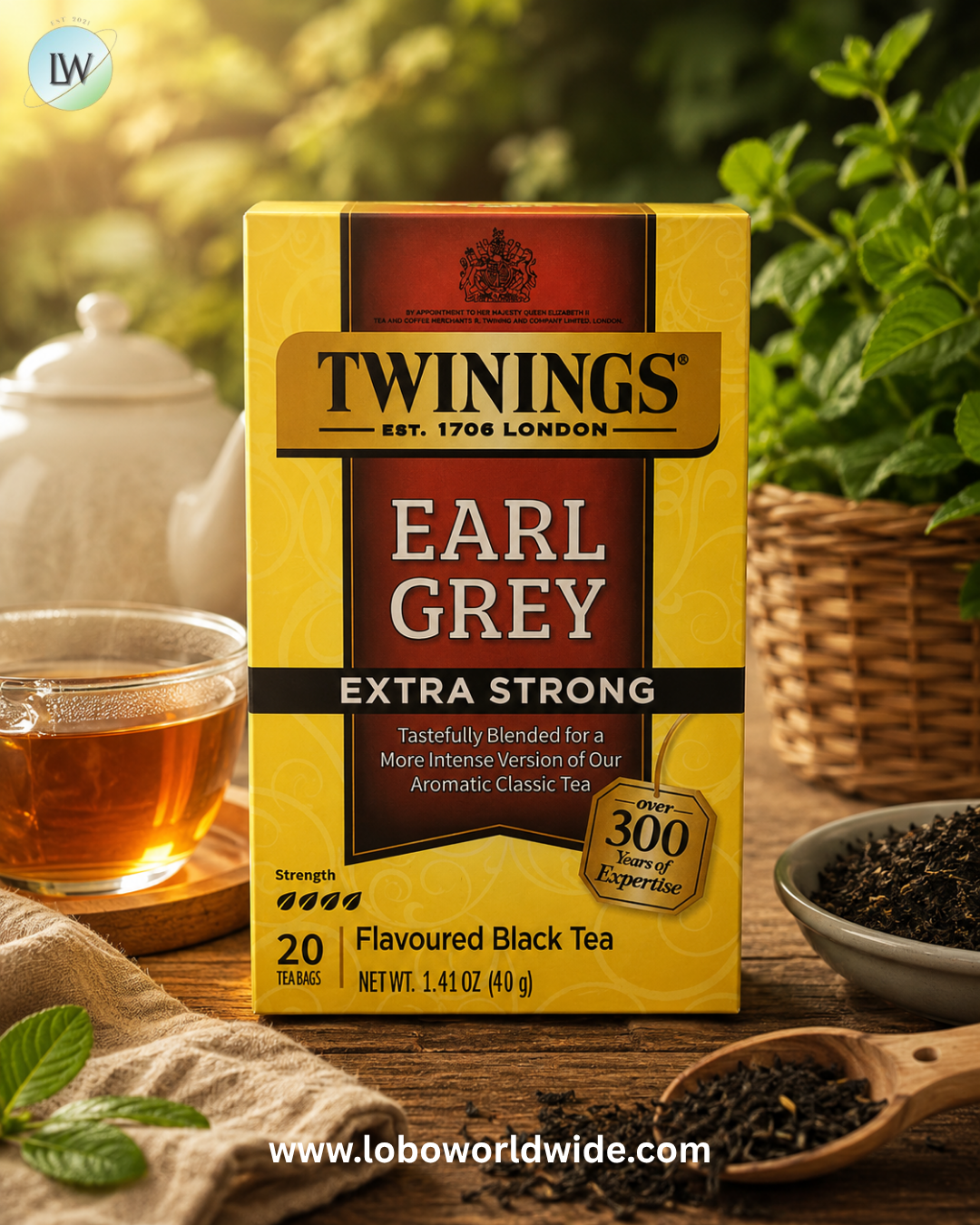 Twinings, Black Tea, Earl Grey, Extra Strong, 20 Tea Bags, 1.41 oz (40 g)