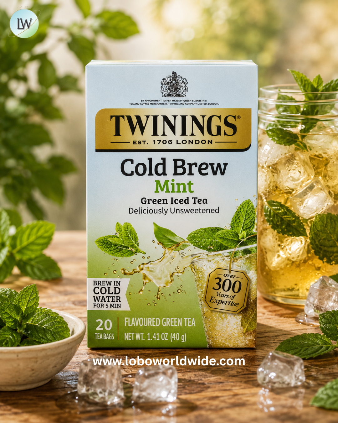 Twinings, Cold Brew Iced Tea, Unsweetened, 20 Tea Bags, 1.41 oz (40 g)