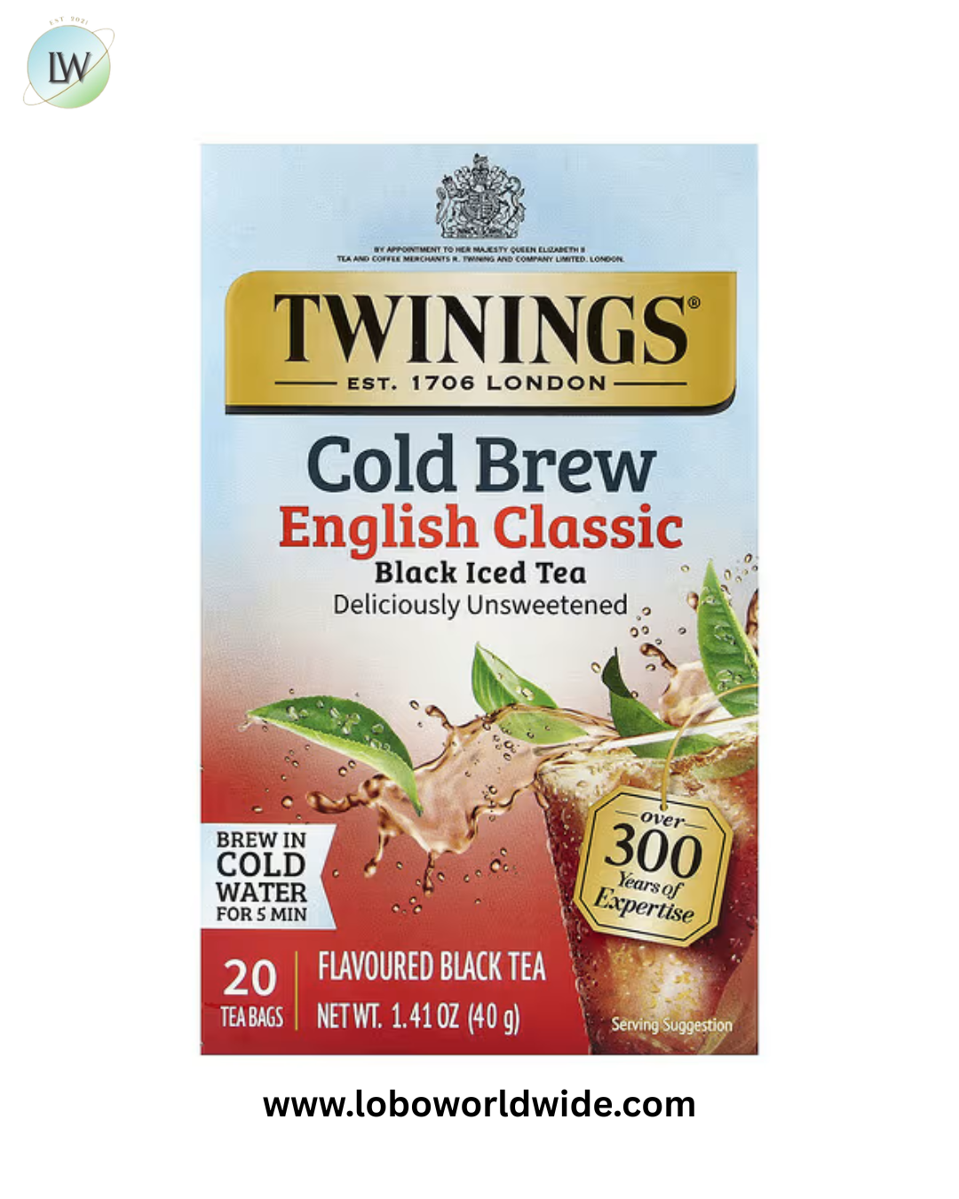 Twinings, Cold Brew Iced Tea, Unsweetened, 20 Tea Bags, 1.41 oz (40 g)