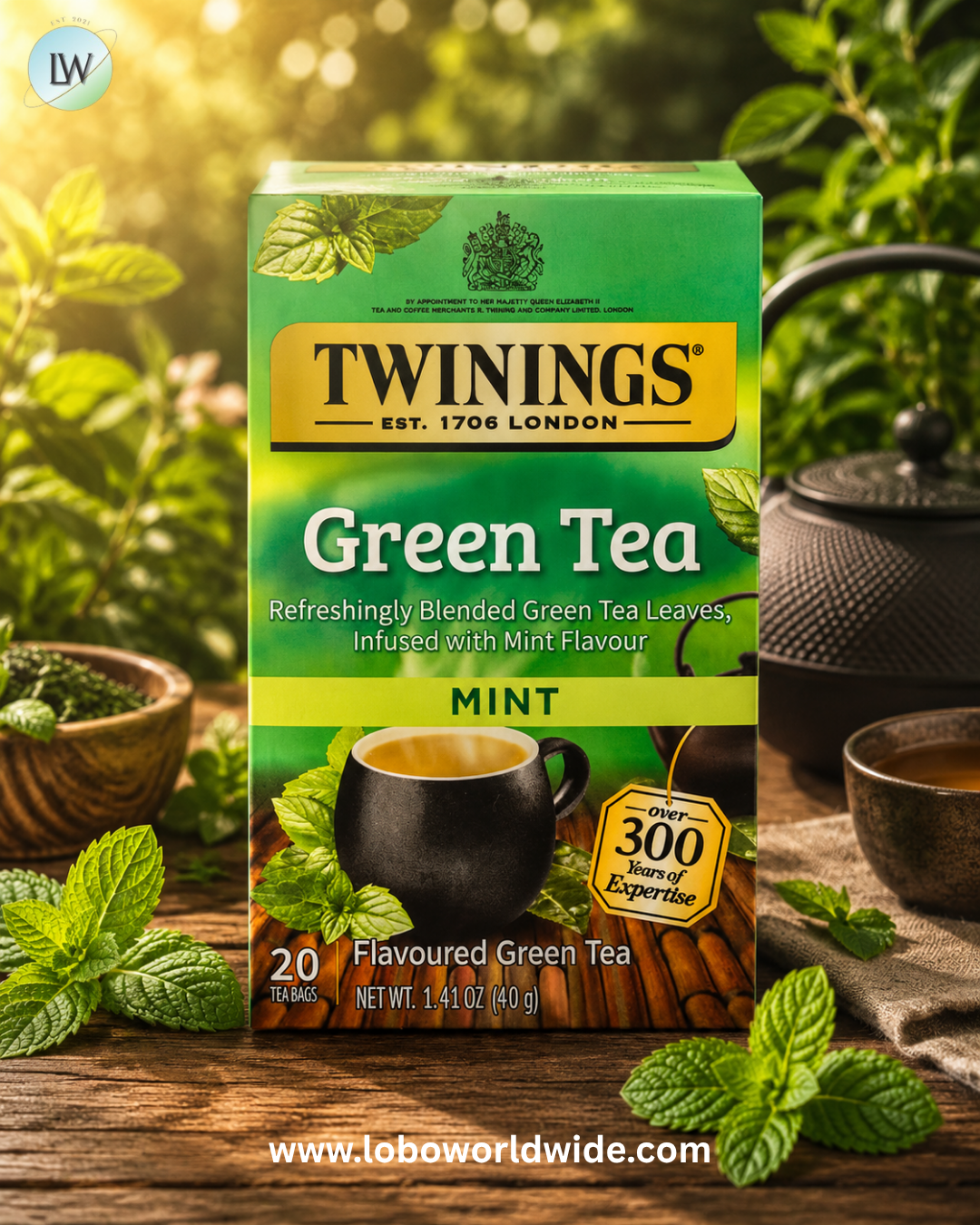 Twinings, Flavored Green Tea, Mint, 20 Tea Bags, 1.41 oz (40 g)