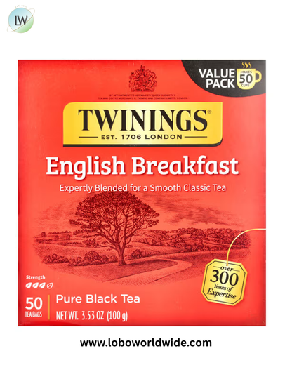 Twinings, Pure Black Tea, English Breakfast, 50 Tea Bags, 3.53 oz (100 g)