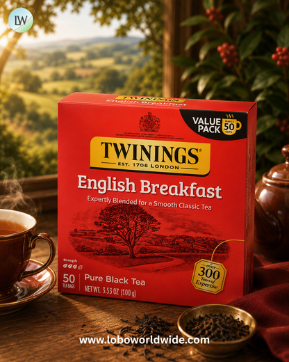 Twinings, Pure Black Tea, English Breakfast, 50 Tea Bags, 3.53 oz (100 g)