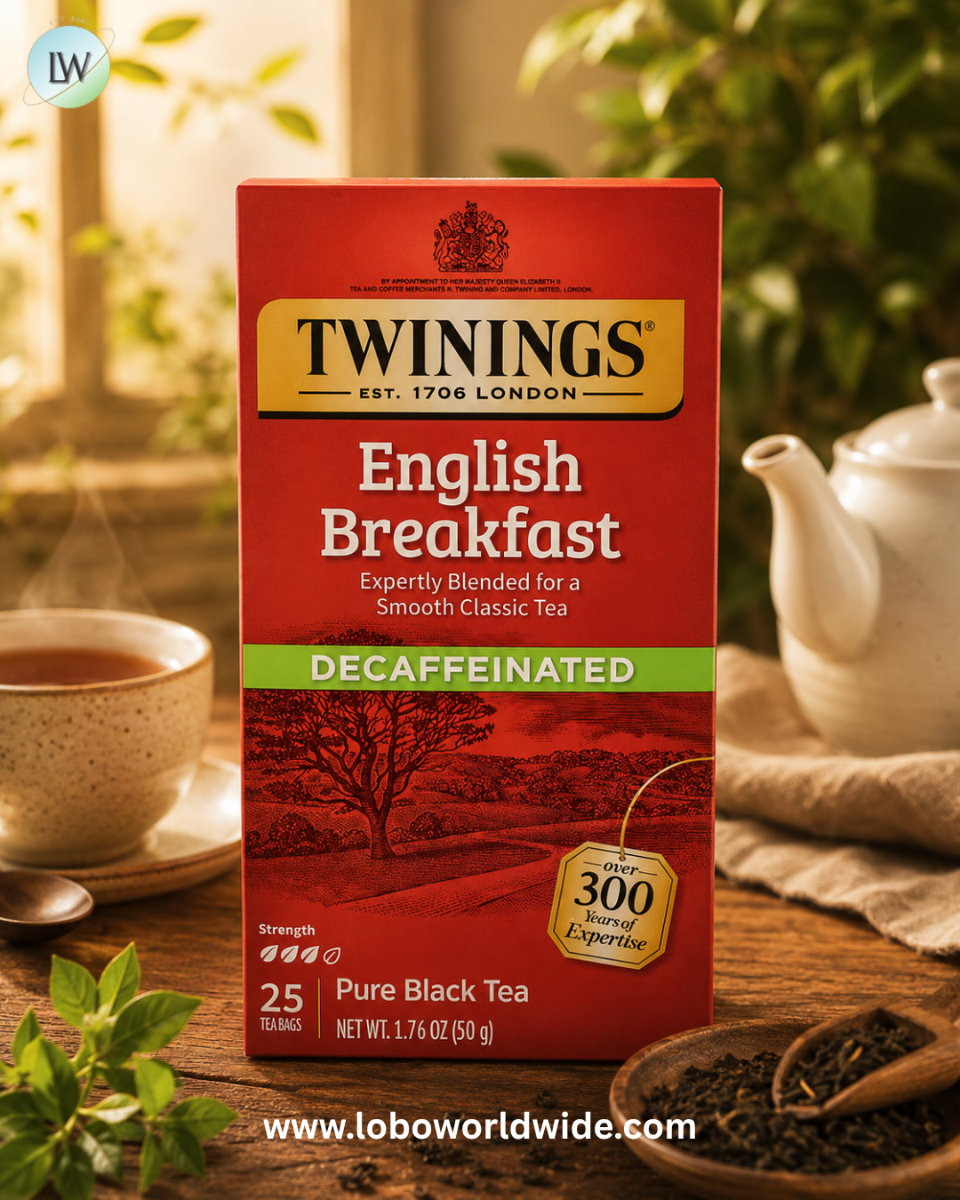 Twinings, Pure Black Tea, English Breakfast, Decaffeinated, 25 Tea Bags, 1.76 oz (50 g)