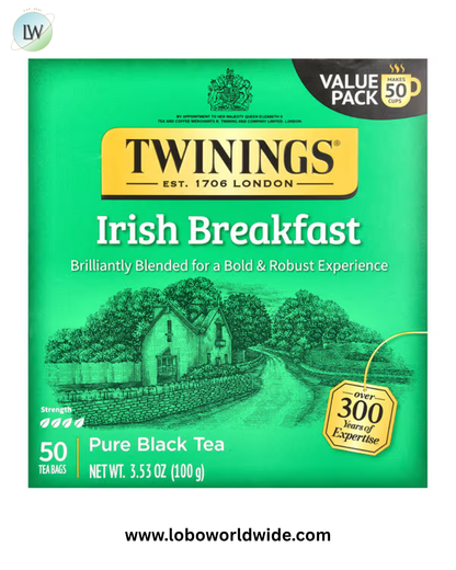Twinings, Pure Black Tea, Irish Breakfast, 50 Tea Bags, 3.53 oz (100 g)