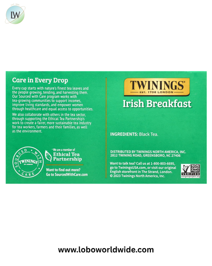 Twinings, Pure Black Tea, Irish Breakfast, 50 Tea Bags, 3.53 oz (100 g)