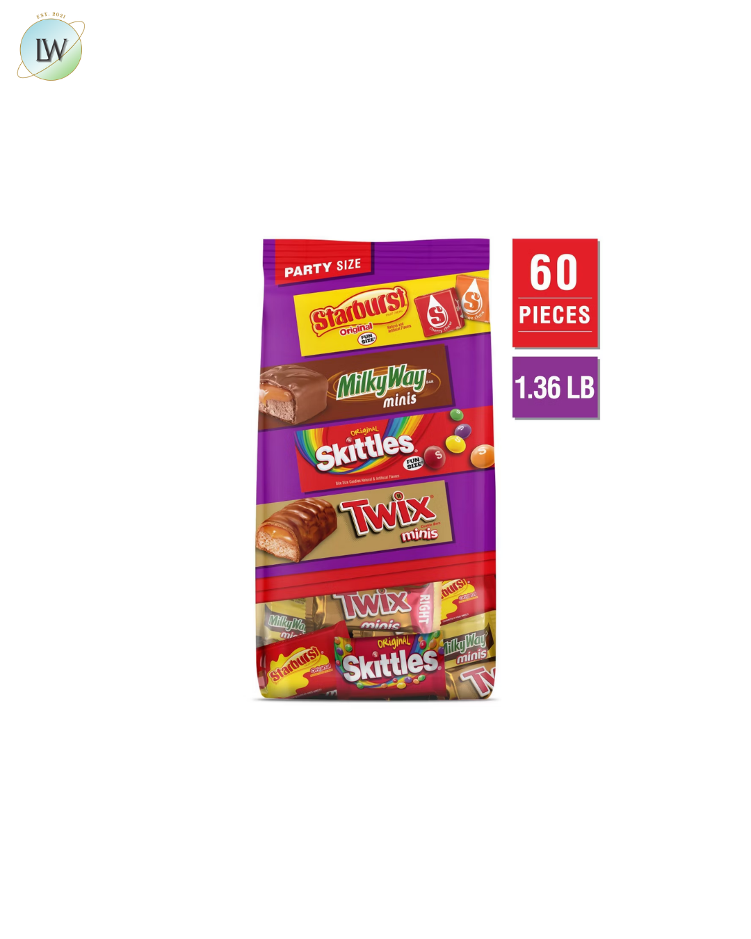 Twix, Skittles, Starburst, & Milky Way Variety Candy Assortment, 21.82 oz. (60 Pcs.)