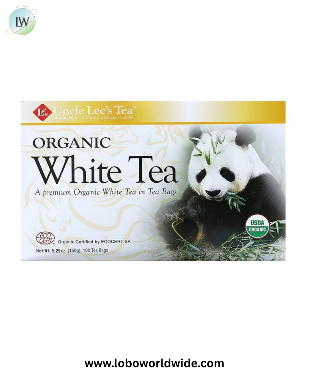 Uncle Lee's Tea, Organic White Tea, 100 Tea Bags, 5.29 oz (150 g)