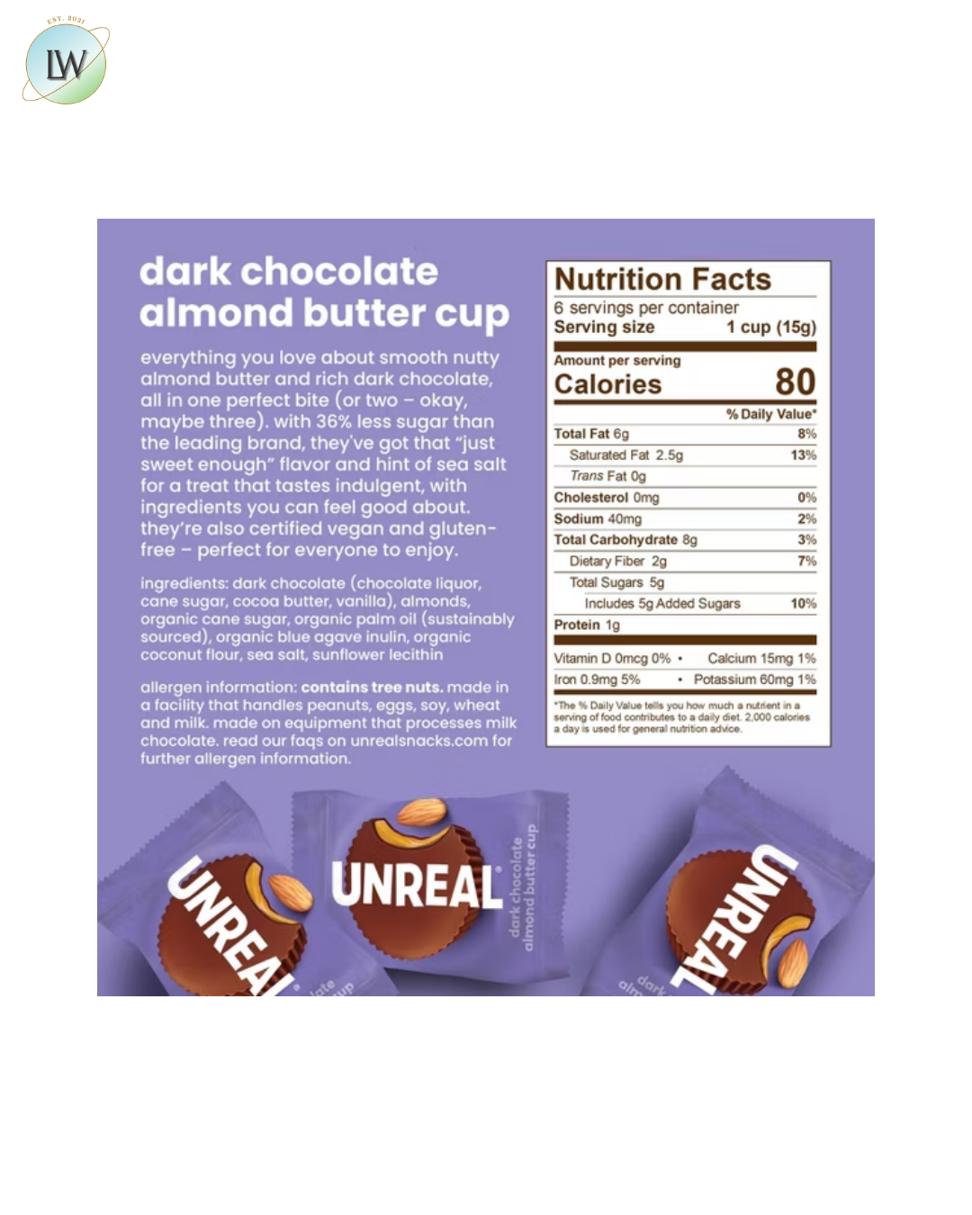 Unreal Dark Chocolate Almond Butter Cups, 3.2 oz.
