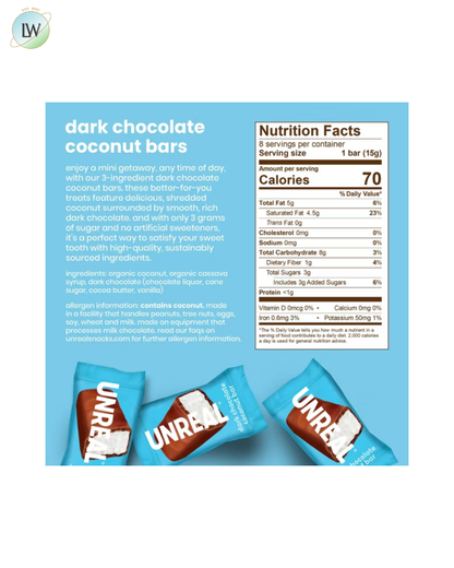 Unreal Dark Chocolate Coconut Candy Bars, 4.2 oz.