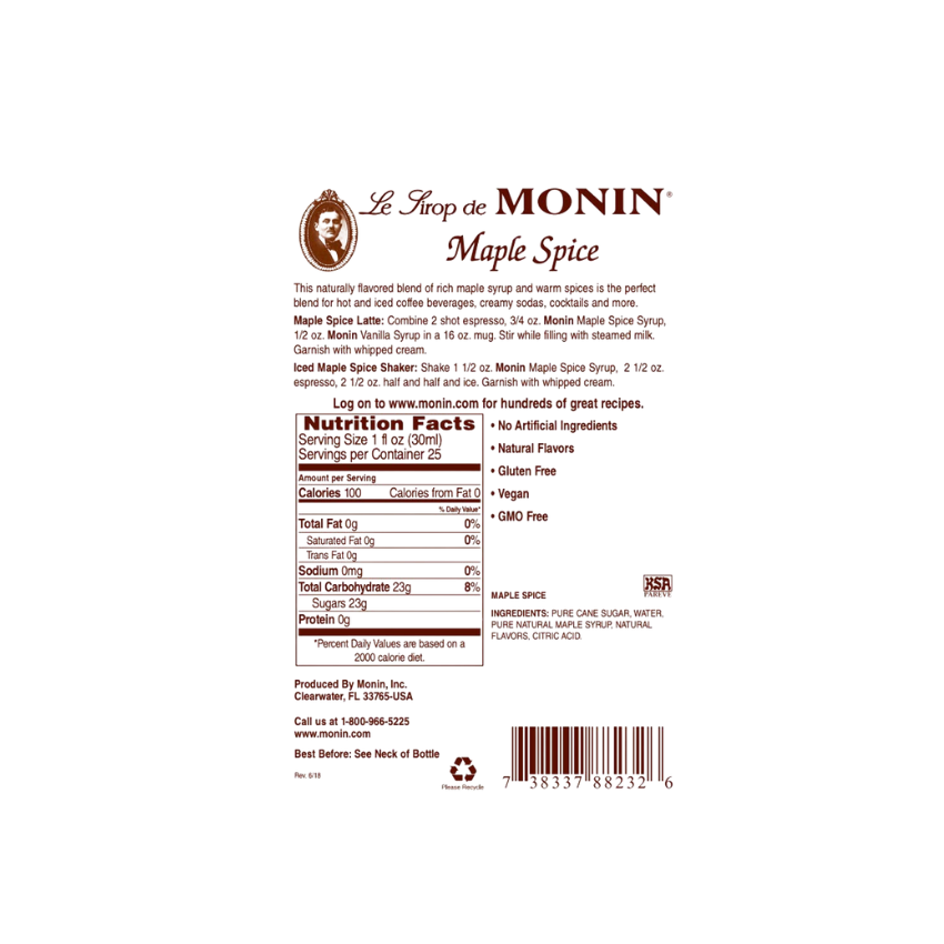 Monin Premium Gingerbread Flavoring Syrup 1 Liter