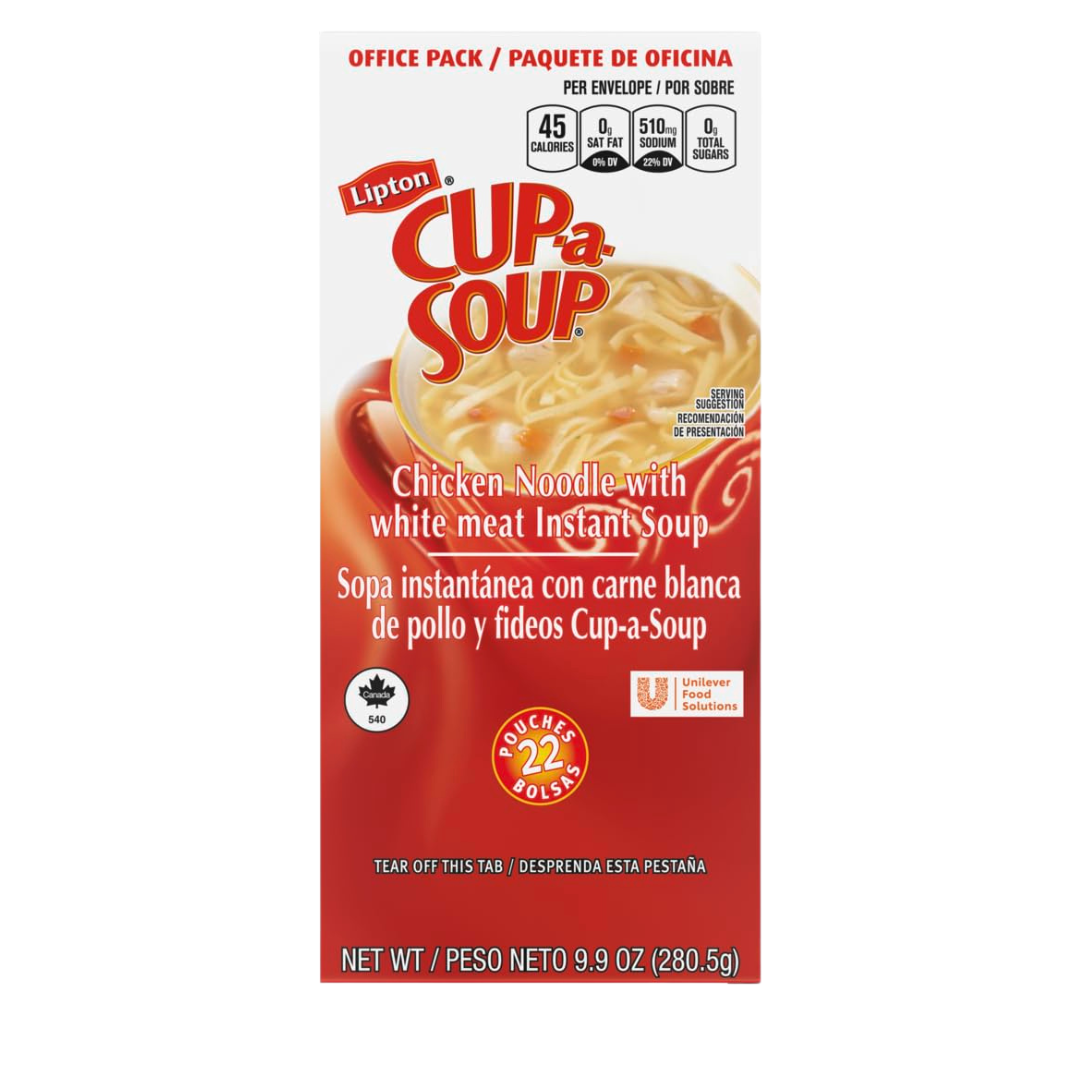 Lipton Chicken Noodle Cup-A-Soup - 1 Serving Cup - 0.45 oz - 22/Box