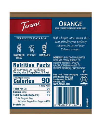 Torani Orange Flavoring / Fruit Syrup 750 mL