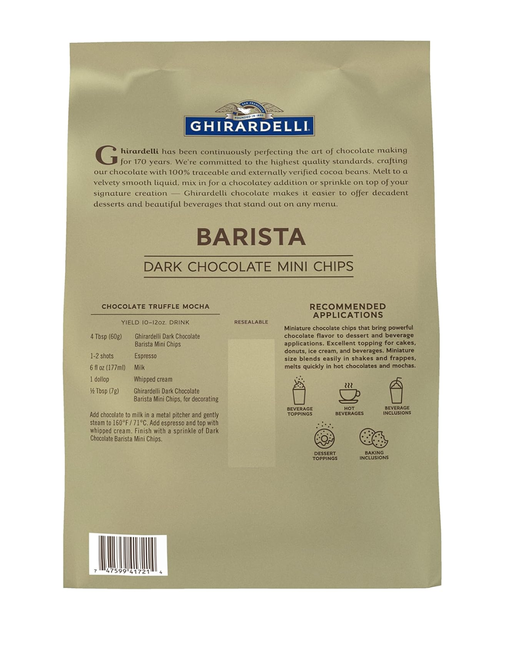 Ghirardelli Baking Chips, .8M, (Various Sizes)