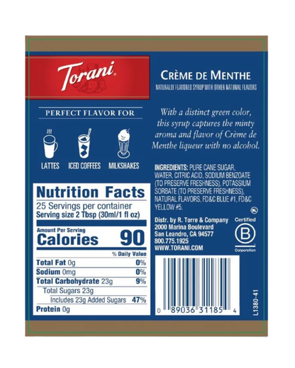 Torani Creme de Menthe Flavoring Syrup 750 mL