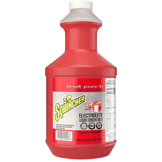 Sqwincher Liquid Concentrate, Yields 5-Gallon, "No Stir Formula", Fruit Punch, 64-Ounce