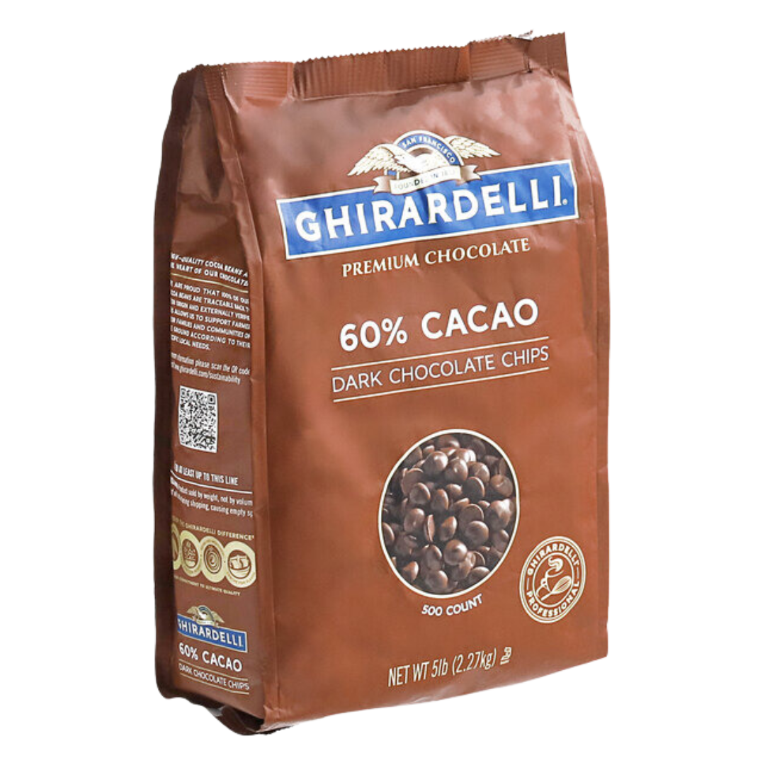 Ghirardelli 60% Cacao Dark Chocolate .5M Baking Chips 5 lb.