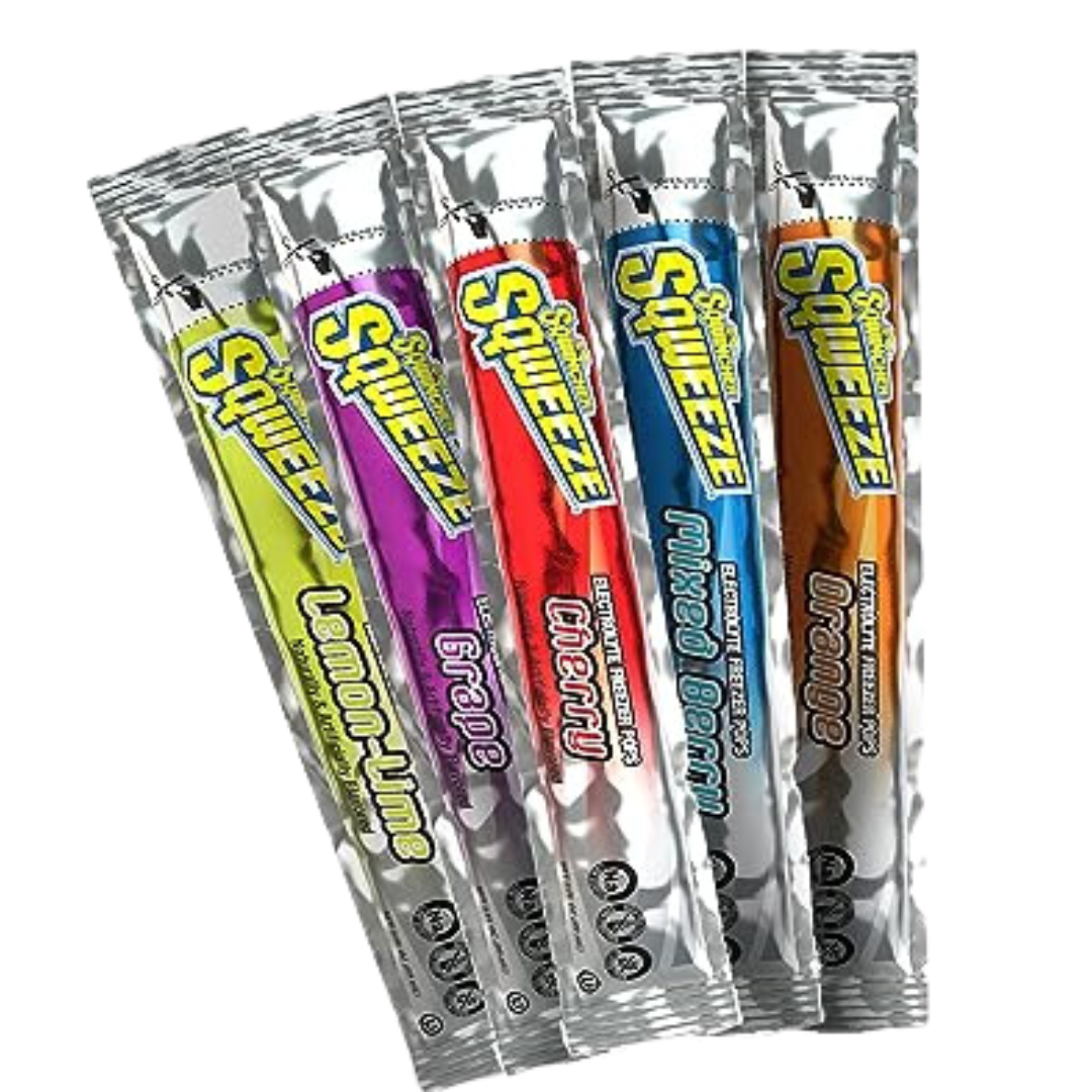 Sqwincher 3 oz. Sqweeze Electrolyte Freezer Pop, Assorted Flavors (Pack of 50)