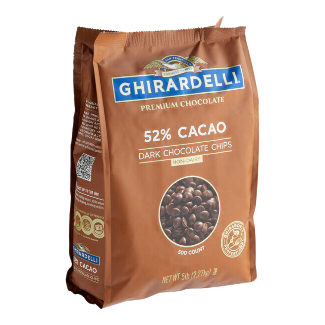 Ghirardelli 52% Non-Dairy Chocolate .5M Baking Chips 5 lb.