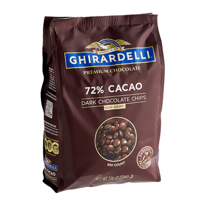 Ghirardelli 72% Non-Dairy Dark Chocolate .65M Baking Chips 5 lb.