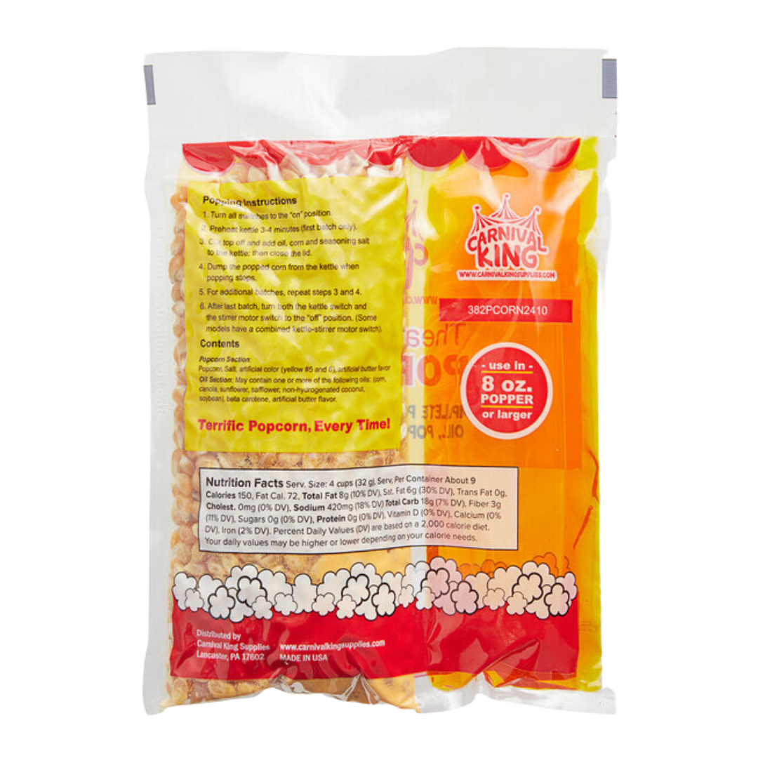 Carnival King All-In-One Popcorn Kit for 8 oz. to 10 oz. Poppers - 24/Case