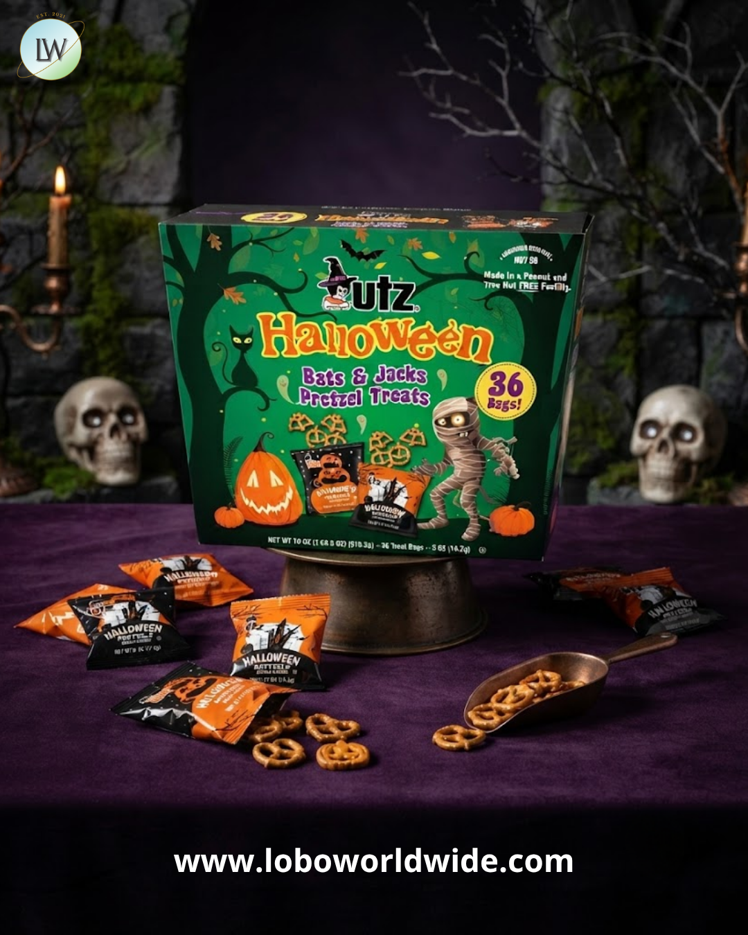 Utz Halloween Bats and Jacks Pretzel Treats, 0.5 oz, 36 ct.