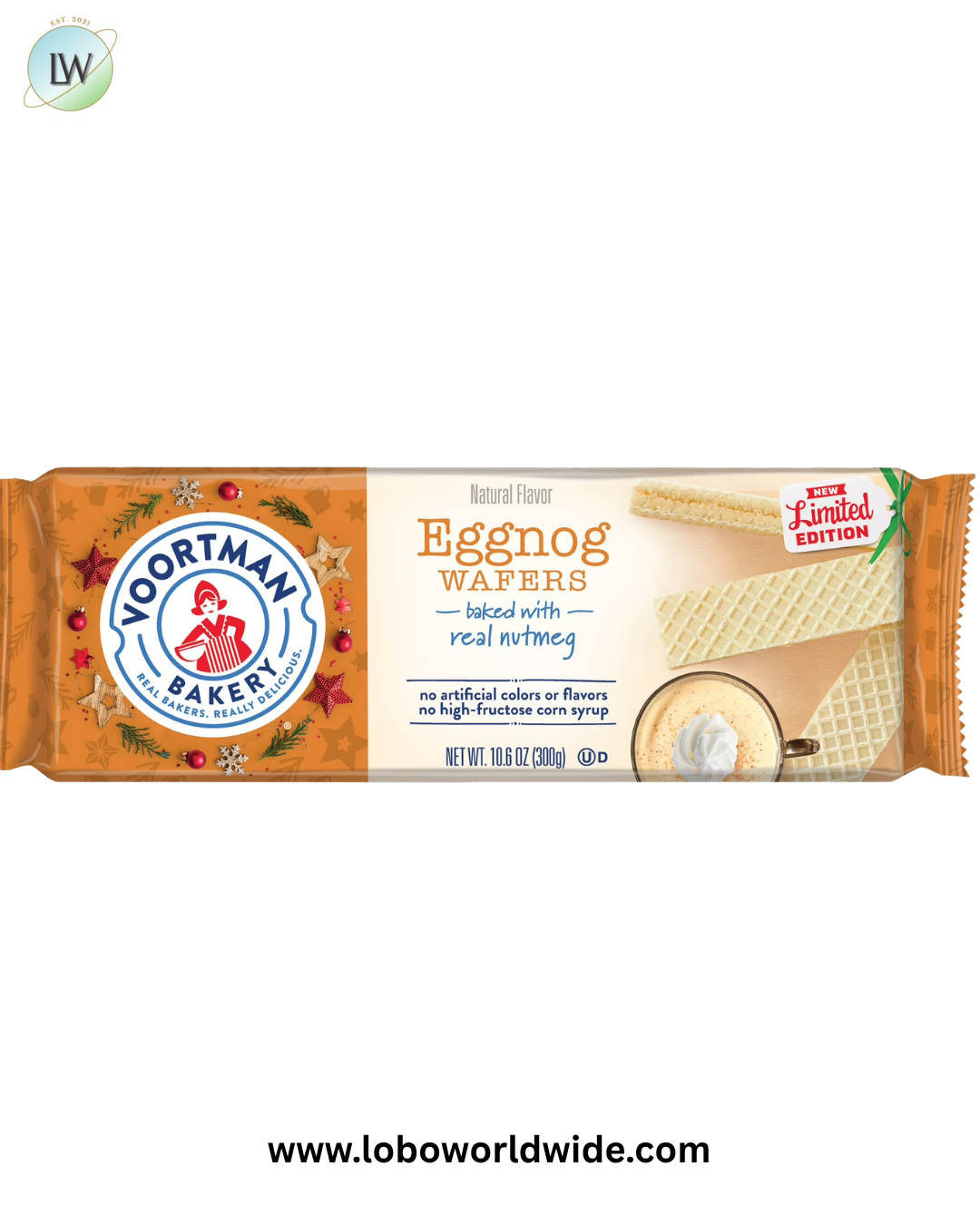 VOORTMAN BAKERY Eggnog Wafers, Baked with Real Nutmeg - 10.6 oz