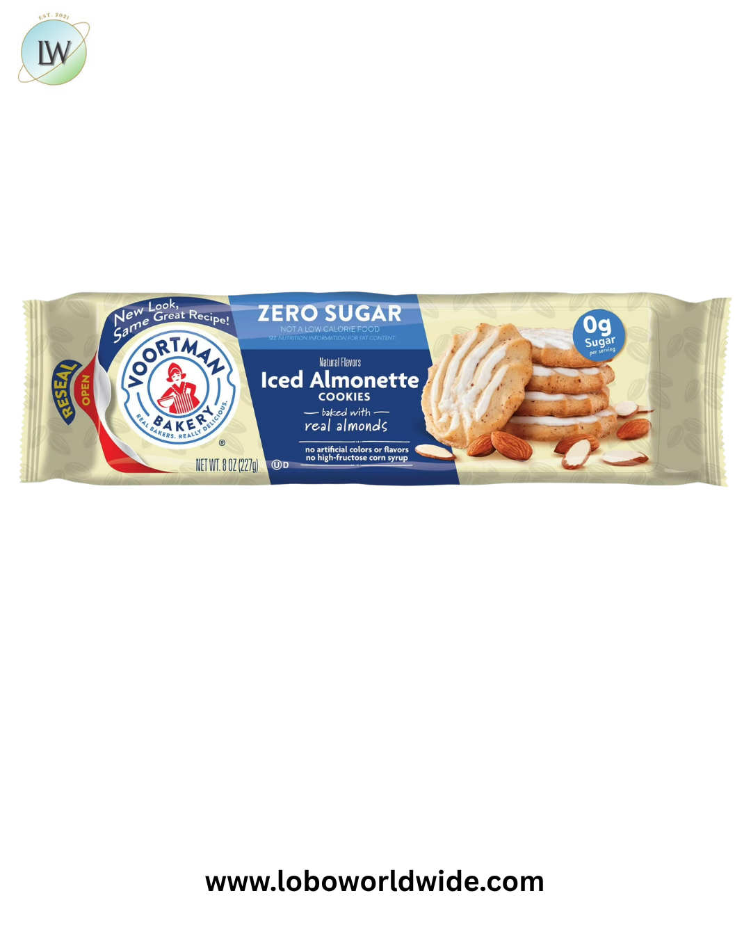 VOORTMAN Bakery Zero Sugar Iced Almonette Cookies 8 oz(pack of 12)