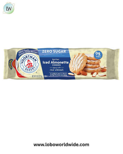 VOORTMAN Bakery Zero Sugar Iced Almonette Cookies 8 oz(pack of 12)