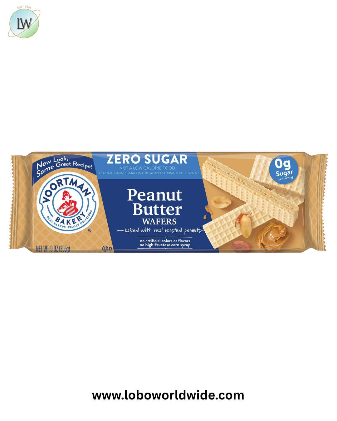 VOORTMAN Zero Sugar Peanut Butter Wafers, No Artificial Colors or Flavors - 9oz