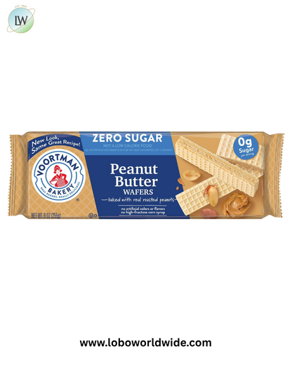 VOORTMAN Zero Sugar Peanut Butter Wafers, No Artificial Colors or Flavors - 9oz