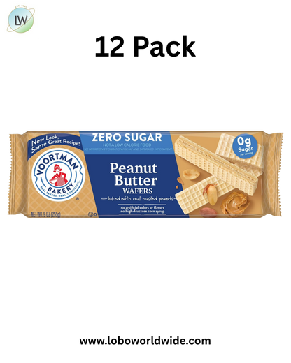 VOORTMAN Zero Sugar Peanut Butter Wafers, No Artificial Colors or Flavors - 9oz