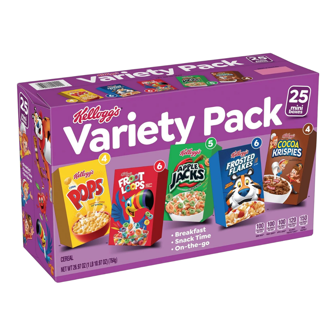 Kellogg's Assorted Cereal Variety Pack, 25 pk.