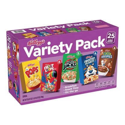 Kellogg's Assorted Cereal Variety Pack, 25 pk.