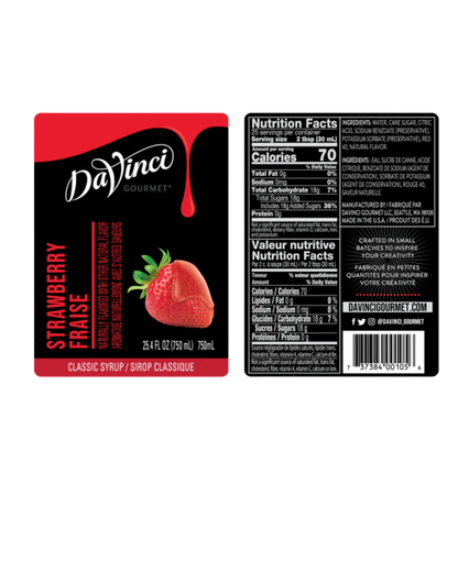 DaVinci Gourmet Classic Strawberry Flavoring / Fruit Syrup 750 mL