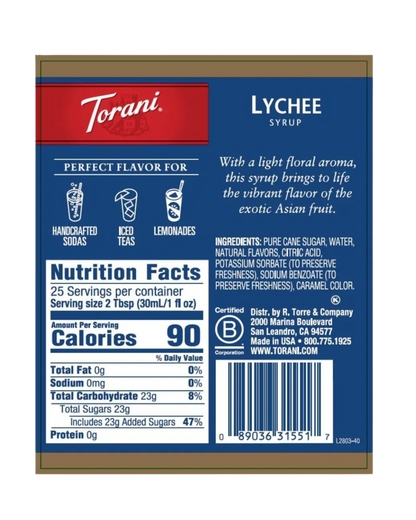 Torani Lychee Flavoring Syrup 750 mL