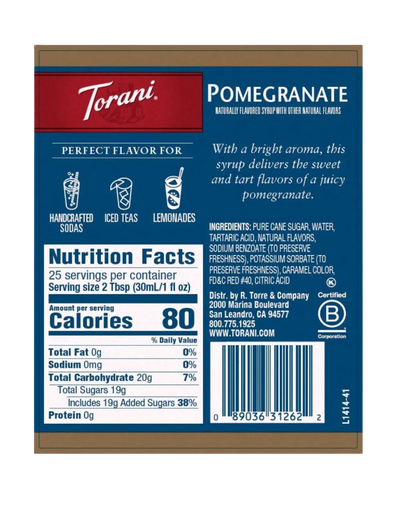 Torani Pomegranate Flavoring / Fruit Syrup 750 mL