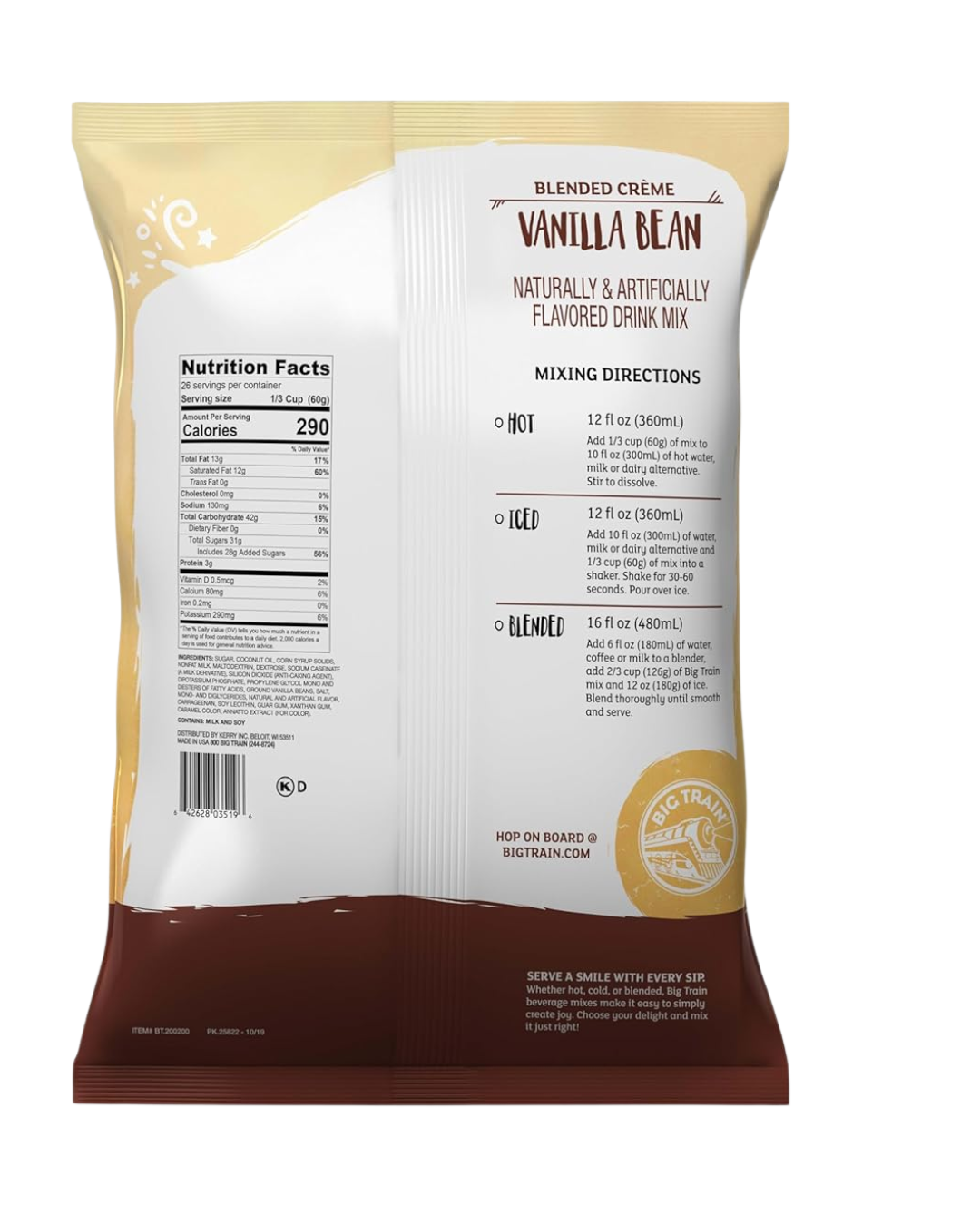 Big Train Vanilla Bean Blended Creme Frappe Mix - 3.5 lb.